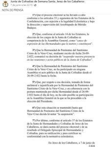 El Arzobispado de Mérida-Badajoz ordena la repetición de las elecciones a la presidencia de la Junta de Cofradías de Jerez de los Caballeros por incumplir la normativa sobre elecciones 2 El Arzobispado de Mérida-Badajoz ordena la repetición de las elecciones a la presidencia de la Junta de Cofradías de Jerez de los Caballeros por incumplir la normativa sobre elecciones